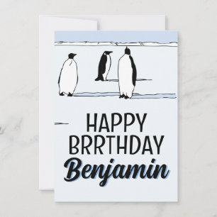 ハッピーBRRthdayペンギンウィンター誕生日クール名 カード