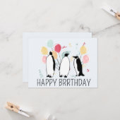 ハッピーBRRthdayペンギン冬誕生日風船 カード (正面/裏面インサイチュ)