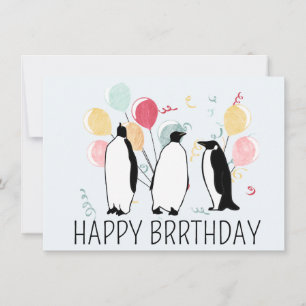 ハッピーBRRthdayペンギン冬誕生日風船 カード
