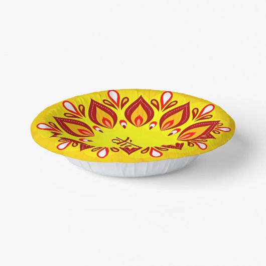 ハッピーDiwali年を黄色に追加 ペーパーボウル (傾斜あり)