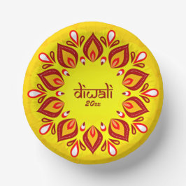 ハッピーDiwali年を黄色に追加 ペーパーボウル