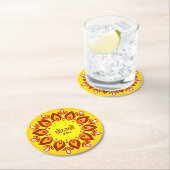 ハッピーDiwali年を黄色に追加 ラウンドペーパーコースター (インサイチュ)