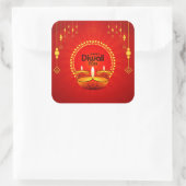 ハッピーDiwali 20xx年または文字赤黄色 スクエアシール (バッグ)