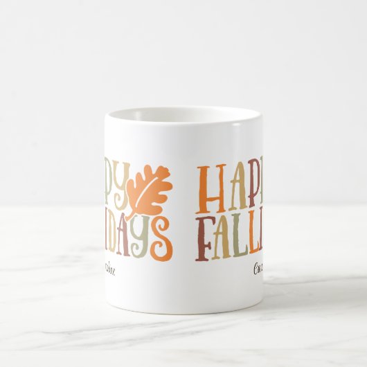 ハッピーFALLidaysかわいいカラフル名前をカスタムする コーヒーマグカップ (中央)