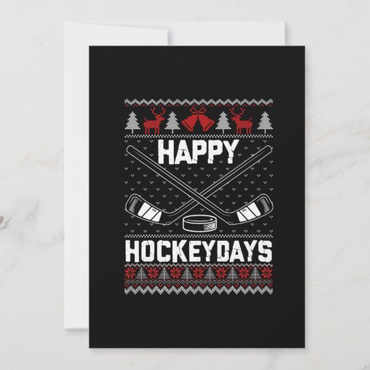 ハッピーHockeydaysおもしろいクリスマスアイスホッケープレーヤー シーズンカード (正面)