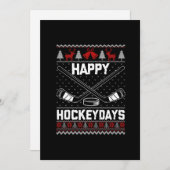 ハッピーHockeydaysおもしろいクリスマスアイスホッケープレーヤー シーズンカード (正面/裏面)