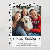 ハッピーHOWLidays白黒子犬ペット写真 シーズンカード (正面/裏面)
