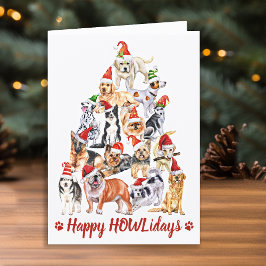 ハッピーHOWLidays Dog Lover Christmas Tree Dogs カード
