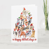 ハッピーHOWLidays Dog Lover Christmas Tree Dogs カード (正面)