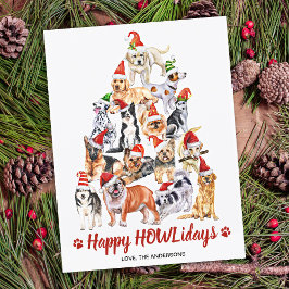 ハッピーHOWLidays Dog Lover Christmas Tree Dogs シーズンポストカード