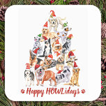 ハッピーHOWLidays Dog Lover Christmas Tree Dogs スクエアシール<br><div class="desc">クリスマスの挨拶を送る今年のホリデーシーズンこの可愛いクリスマスツリーの犬と水色のデザイン。サンタハットに様々な品種の犬を使用した犬の愛犬の休日シール。この犬のクリスマスシールは、愛犬家、ペットのビジネス、獣医、獣医気にのクリスマス、ペットのケア、犬のトリマー、ペットのシッターに最適である。クリスマスカード、ホームデッキ、ギフトのコレクションを見る。COPYRIGHT © 2020 Judy Burrows,  Black Dog Art - All Rights Reserved.ハッピーHOWLidays Dog Lover Christmas Tree Dogs Square</div>