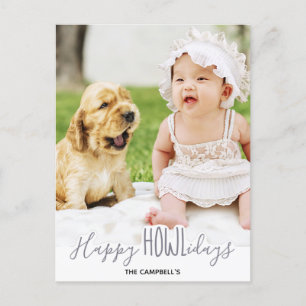 ハッピーHOWLidays Silver Gray Puppy Dog Pet Photo シーズンポストカード