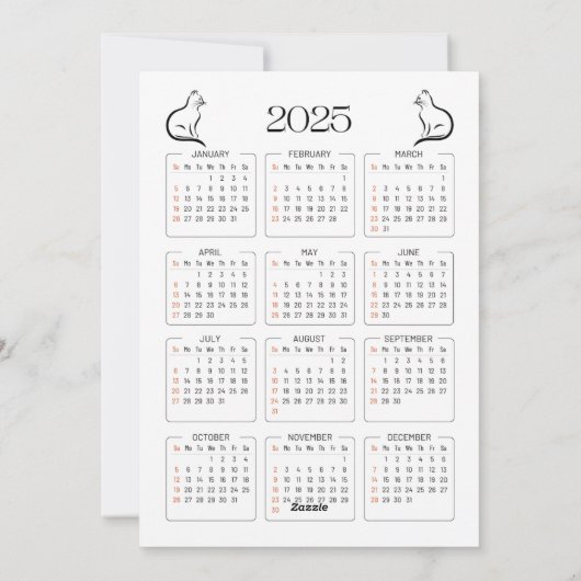 ハッピーMEOW年 かわいい猫のホリデーカード シーズンカード (裏面)