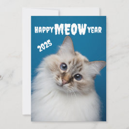 ハッピーMEOW年 かわいい猫のホリデーカード シーズンカード