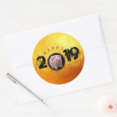 ハッピーPIg年2019オリジナル3Dゴールデン2ラウンドS ラウンドシール (封筒)