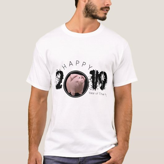 ハッピーPIg年2019オリジナル3Dマンティー Tシャツ (正面)