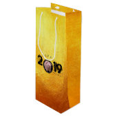 ハッピーPIg年2019オリジナル3D金ゴールドワインGバッグ2 ワインギフトバッグ (正面アングル)