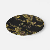 ハッピーShavuot Feast of Weeksヘブライ語金ゴールドオン・ブラック ペーパープレート (アングル)