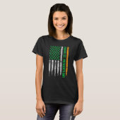ハッピーST PATRICKの日アメリカ国旗アイルランド Tシャツ (正面フル)