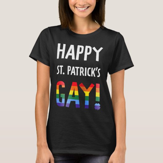 ハッピーSt patricks祝ゲイLGBTプライド Tシャツ (正面)