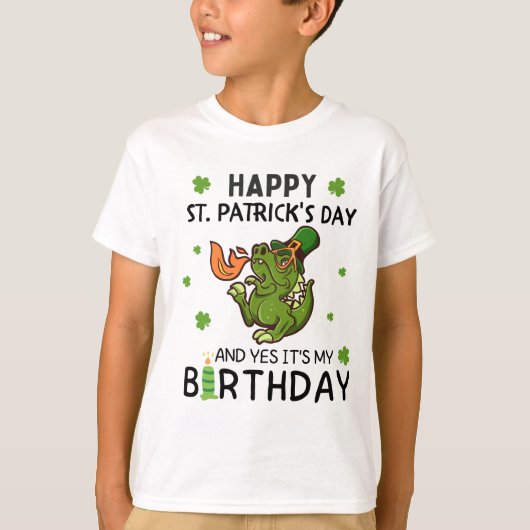 ハッピーSt patricks dayとその私の誕生日Tレックス Tシャツ (正面)
