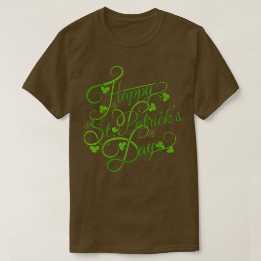 ハッピーSt patricks dayとシャムロック Tシャツ (デザイン正面)