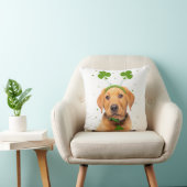 ハッピーSt patricks dayへヘッドバンドの犬 クッション (椅子)