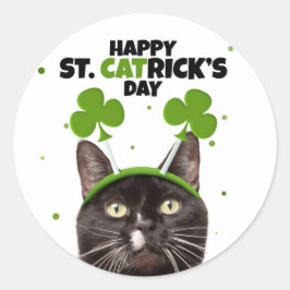 ハッピーSt patricks dayへヘッドバンドの猫 ラウンドシール