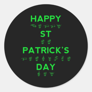 ハッピーSt patricks dayろうプライド手話ASL ラウンドシール