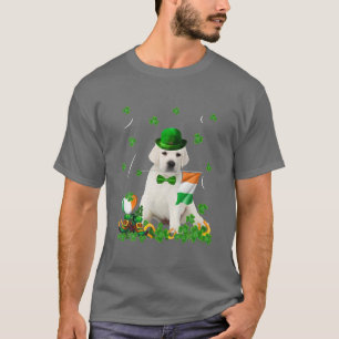 ハッピーSt patricks dayアイリッシュホワイトパピー犬の国旗 Tシャツ