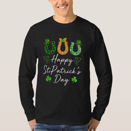 ハッピーSt patricks dayアンドクラシックシャムロックHorse H Tシャツ (正面)