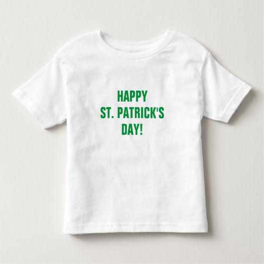 ハッピーSt patricks dayイングリーンタイポグラフィ トドラーTシャツ (正面)