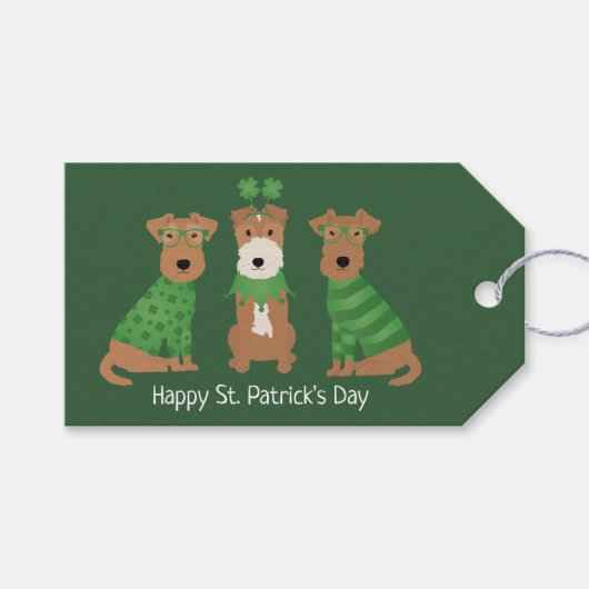 ハッピーSt patricks dayウェルシュワイヤキツネテリアドッグス ギフトタグ (正面(横))