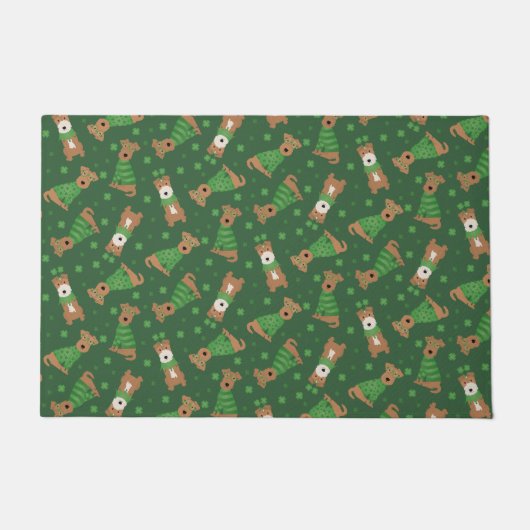 ハッピーSt patricks dayウェルシュワイヤキツネテリアドッグス ドアマット (正面)