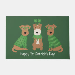 ハッピーSt patricks dayウェルシュワイヤキツネテリアドッグス ドアマット