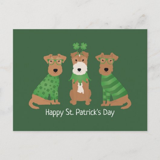 ハッピーSt patricks dayウェルシュワイヤキツネテリアドッグス ポストカード (正面)