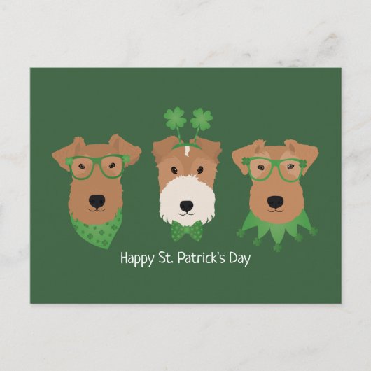 ハッピーSt patricks dayウェルシュワイヤキツネテリアドッグス ポストカード (正面)