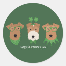 ハッピーSt patricks dayウェルシュワイヤキツネテリアドッグス ラウンドシール