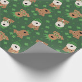 ハッピーSt patricks dayウェルシュワイヤキツネテリアドッグス ラッピングペーパー (角)