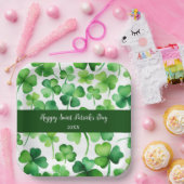 ハッピーSt patricks dayグリーンウォーターカラーシャムロック ペーパープレート (パーティー)