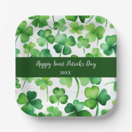 ハッピーSt patricks dayグリーンウォーターカラーシャムロック ペーパープレート