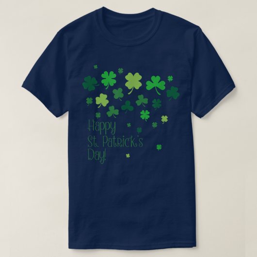 ハッピーSt patricks dayグリーンクローバーリーフグリーンホリ Tシャツ (デザイン正面)