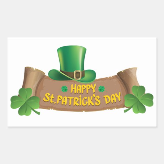 ハッピーSt patricks dayグリーンシャームロック |休日 長方形シール (正面)