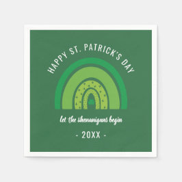 ハッピーSt patricks dayグリーンレインボーアイリッシュシャームロック スタンダードカクテルナプキン
