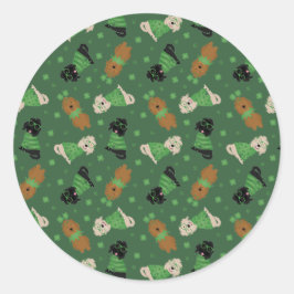 ハッピーSt patricks dayゴールデンドールドードルドッグス ラウンドシール