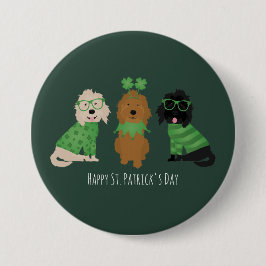 ハッピーSt patricks dayゴールデンドールドードルドッグス 缶バッジ