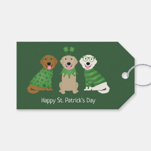 ハッピーSt patricks dayゴールデンレトリエバードッグス ギフトタグ (正面(横))
