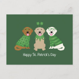 ハッピーSt patricks dayゴールデンレトリエバードッグス ポストカード