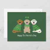 ハッピーSt patricks dayゴールデンレトリエバードッグス ポストカード (正面/裏面)