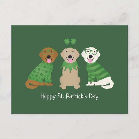 ハッピーSt patricks dayゴールデンレトリエバードッグス ポストカード (正面)